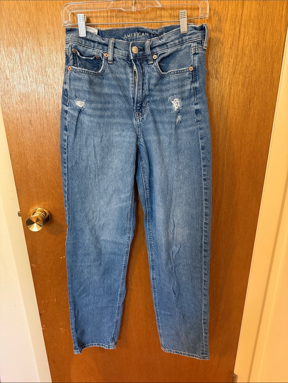 American Eagle Outfitters Women's Medium Blue High-Rise Straight Jeans